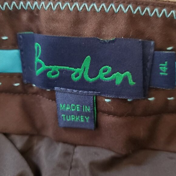 Boden Wool Skirt Women’s 14L Brown w/Blue Pin Stripes Faux Pocket Classic Preppy - Picture 14 of 15